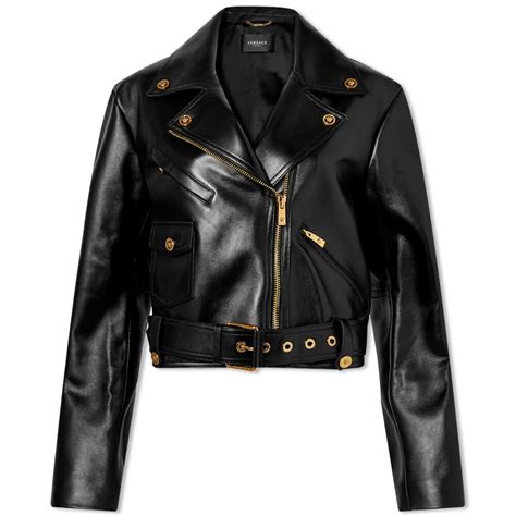 versace jacke montana black|Versace biker jacket.